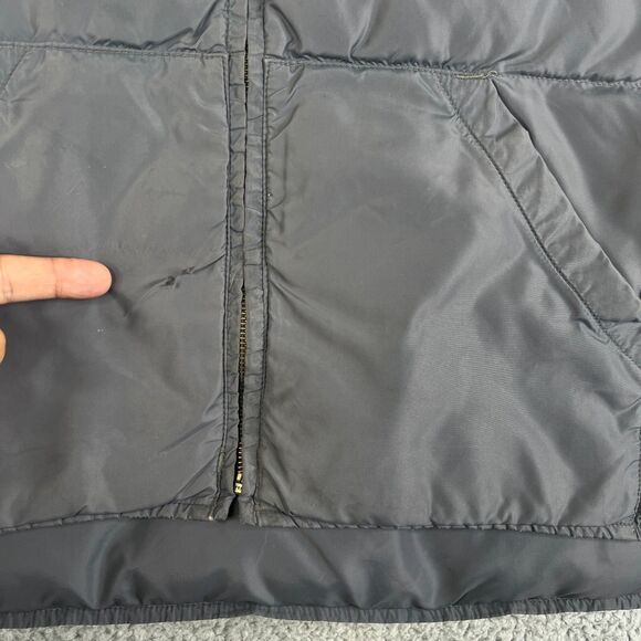 Vintage Eddie Bauer Puffer Vest Mens Medium Goose Down Outdoor Gray DISTRESSED - Picture 2 of 13